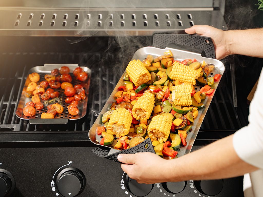 BBQ-BAKKEN VAN ROESTVRIJ STAAL - 3 ST - 3