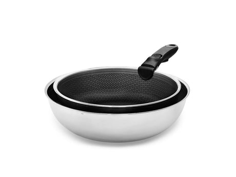 WOK+SAUTEERPAN SET MET AFNEEMBARE HANDGREEP – 2-DELEN - 1